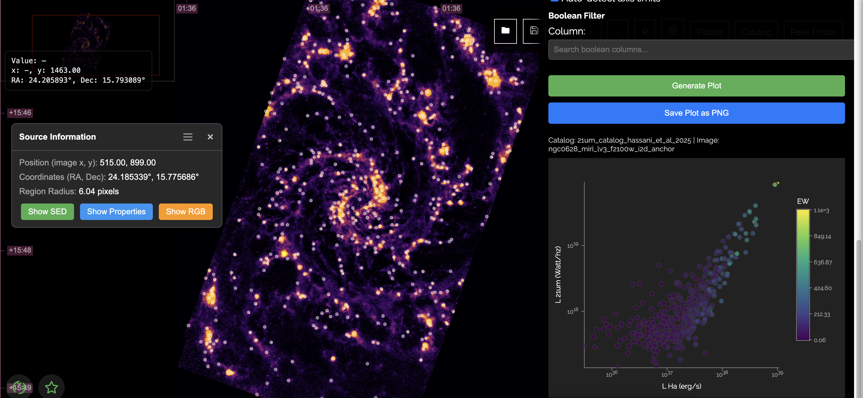 Neloura catalog overlays and diagnostics